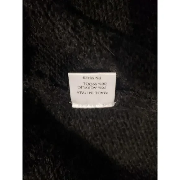 Franco Danti Italian Wool Zip Up Sweater Hooded Fair Isle Charcoal Grey - Size M - Picture 7 of 8